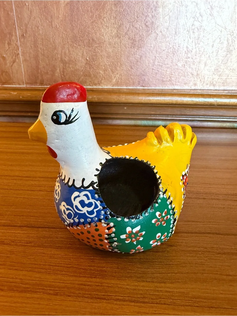 Vintage Mexican Talavera Ceramic Chicken Sponge Holder Napkin Caddy Planter 4.5